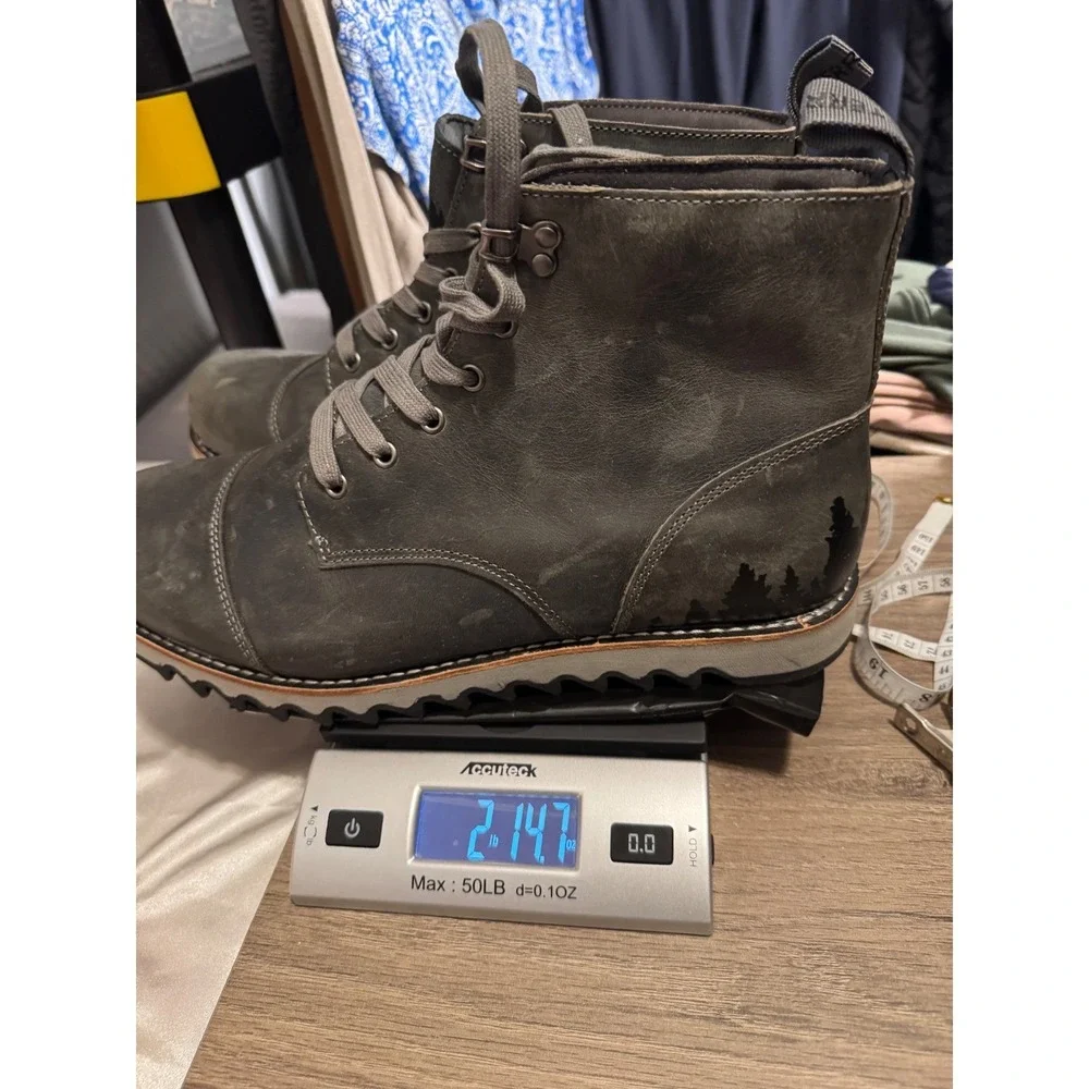 Territory Zion boots‎ Gray Leather Lace Up Ankle Boots Size WD 13 Rugged - Picture 12 of 14